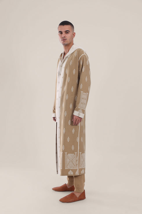 Long reversible jacquard coat
